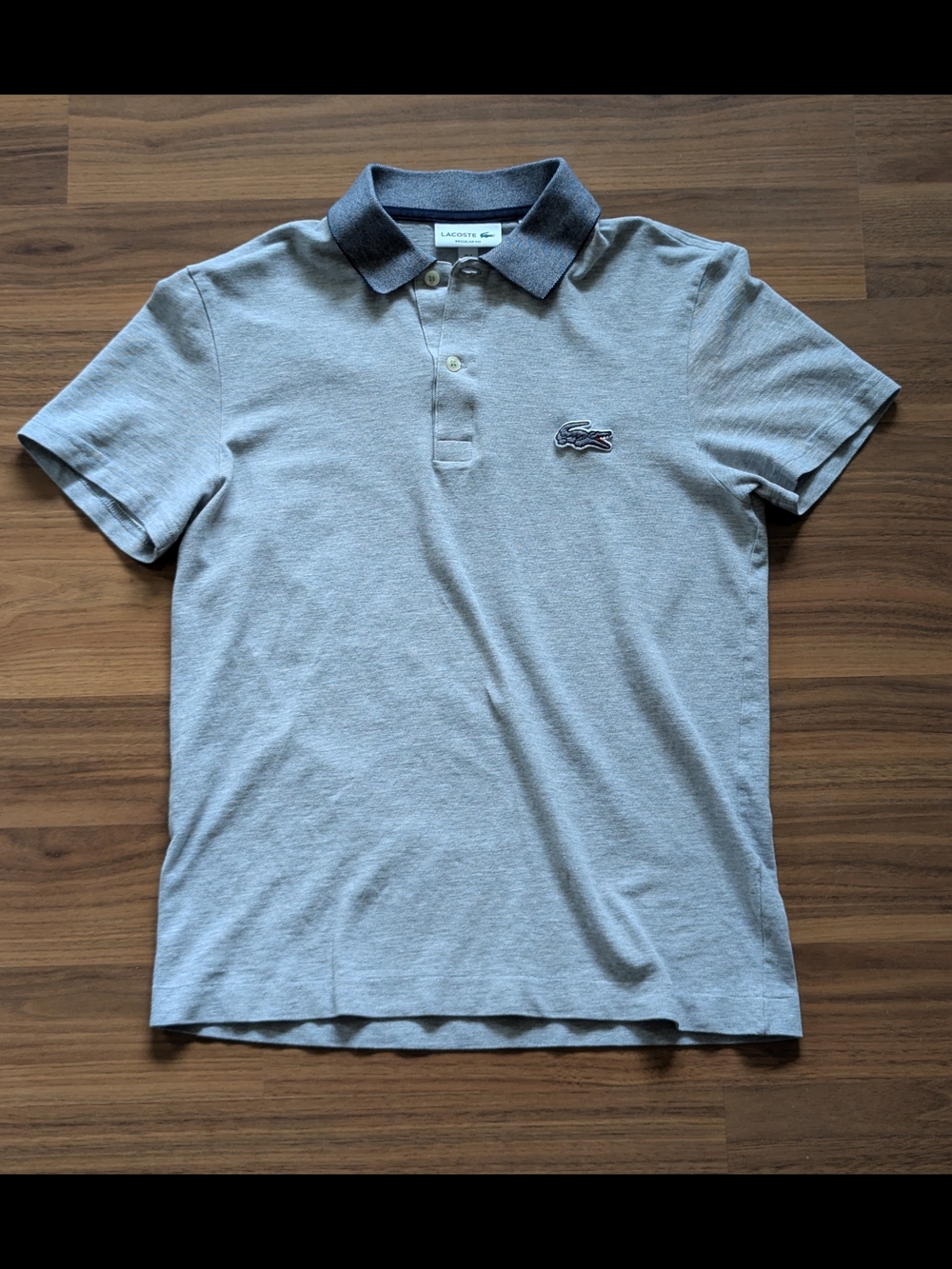 Lacoste Men’s Light Gray Polo with Dark Gray Collar